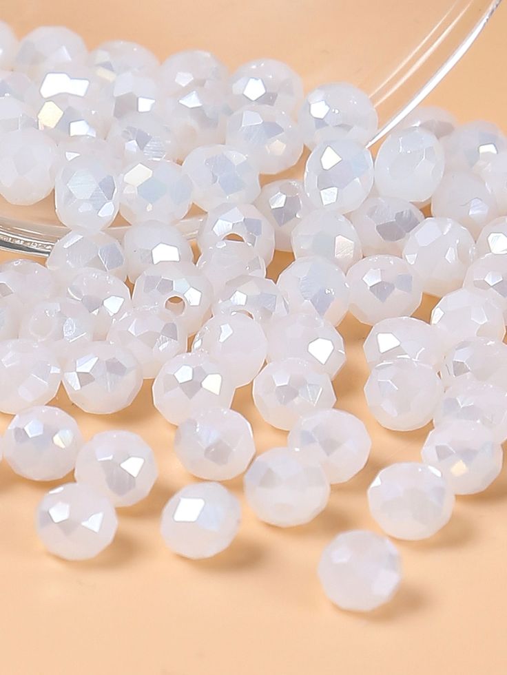 Icy White Opaque Crystal Beads (10mm, 8mm, 6mm, 4mm)