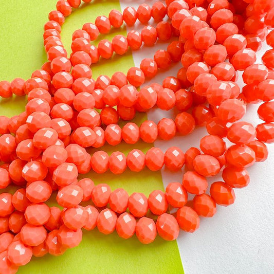 Orange Opaque Crystal Beads (10mm, 8mm, 6mm, 4mm)