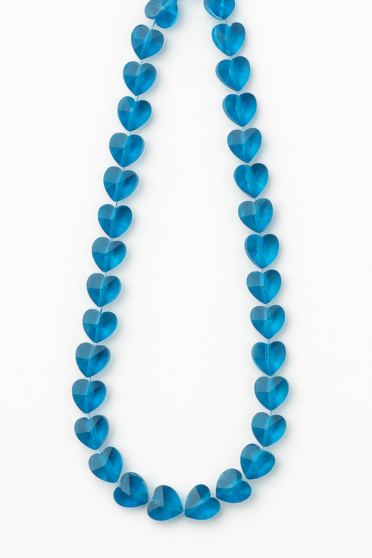 Sky Blue Heart Shaped Crystal Beads (10mm, around 70 pcs)