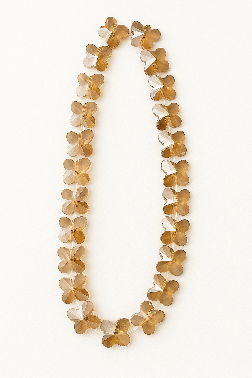 Golden Butterfly Shaped Crystal Beads (12mm, 60 pcs)