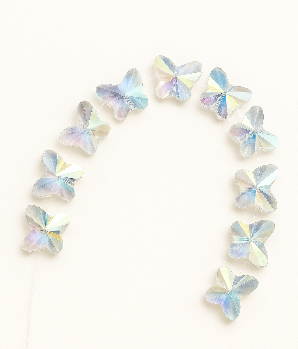 Clear Butterfly Crystal Beads (10mm, 68 pcs)