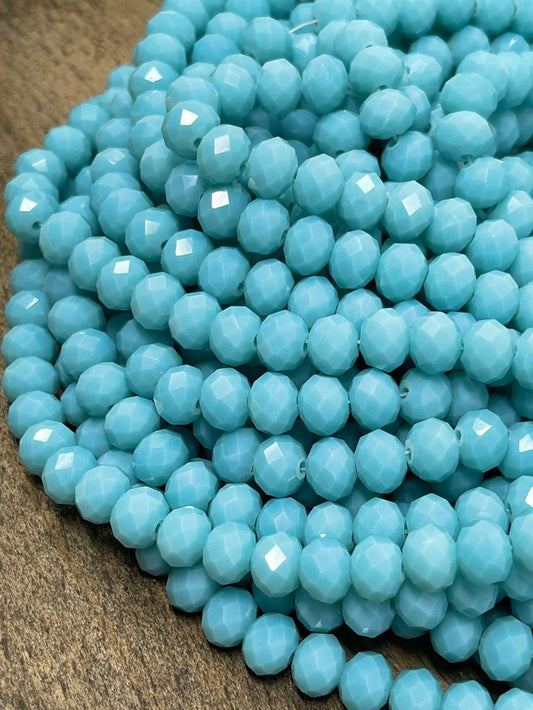 Sky Blue Opaque Crystal Beads (10mm, 8mm, 6mm, 4mm)