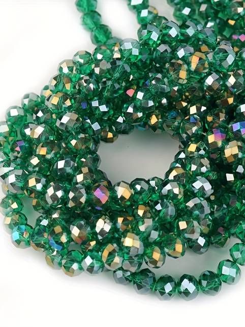 Emerald Green Rainbow Shine Crystal Beads (10mm, 8mm, 6mm, 4mm)