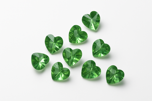Green Heart Shaped Crystal Beads (10mm, 70 pcs)