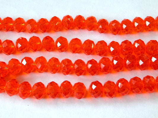 Dark Orange Clear Crystal Beads (10mm, 8mm, 6mm, 4mm)