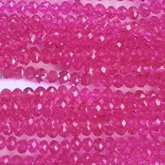 Hot Pink Clear Crystal Beads (10mm, 8mm, 6mm, 4mm)