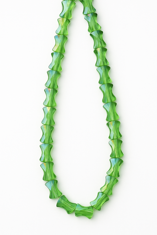 Bamboo Shaped Light Green Crystal Beads (10mm, 60 pcs)