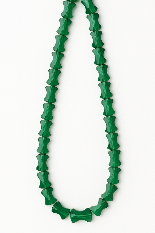 Bamboo Shaped Dark Green Crystal Beads (10mm, 60 pcs)
