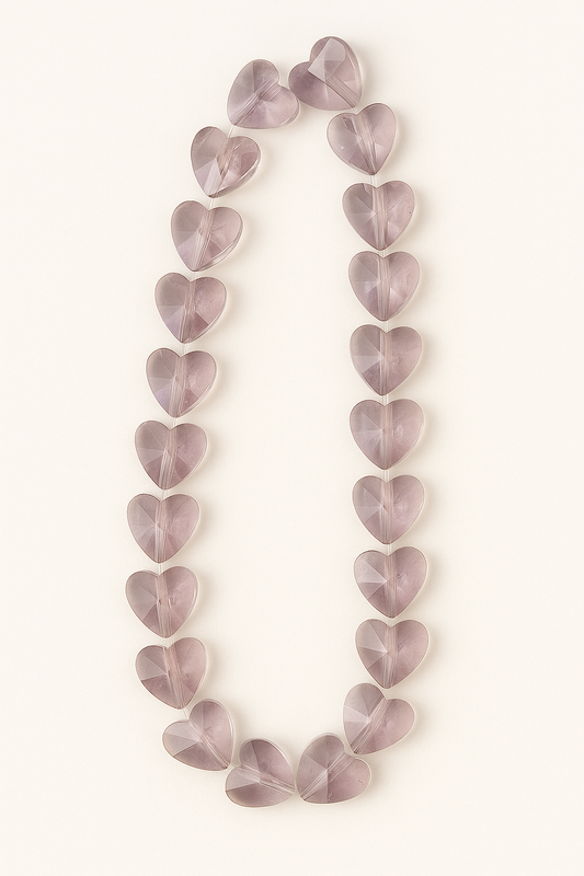 Pink Heart Shaped Crystal Beads (10mm, around 70 pcs)