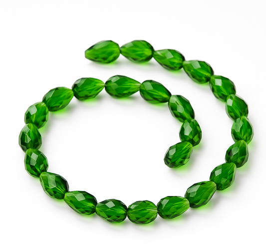 Emerald Luxe Faceted Teardrop Beads (15mm, 25 pcs)