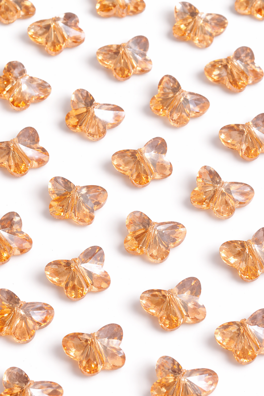 Golden Butterfly Shaped Crystal Beads (12mm, 60 pcs)