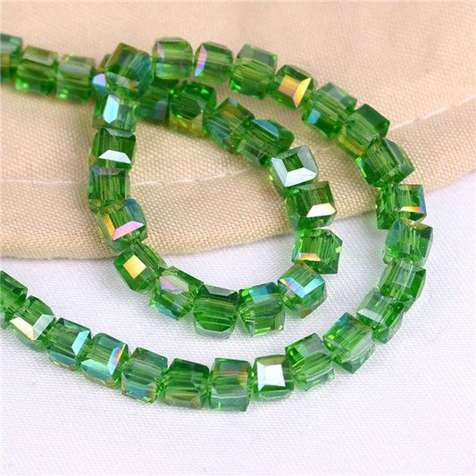 Peridot Cube/Square Shaped Crystal Beads (12mm)